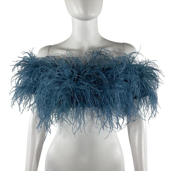 Cult Gaia Feathered River Blue Goetz Top Size S - Picture 2 of 4